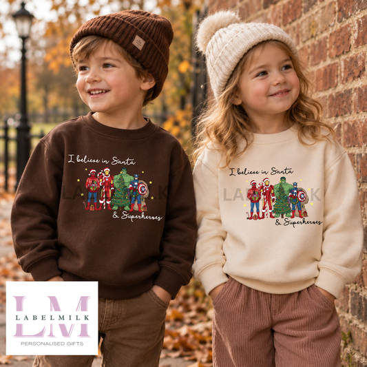 I believe In Superheroes Sweatshirt - Kids Christmas Jumper