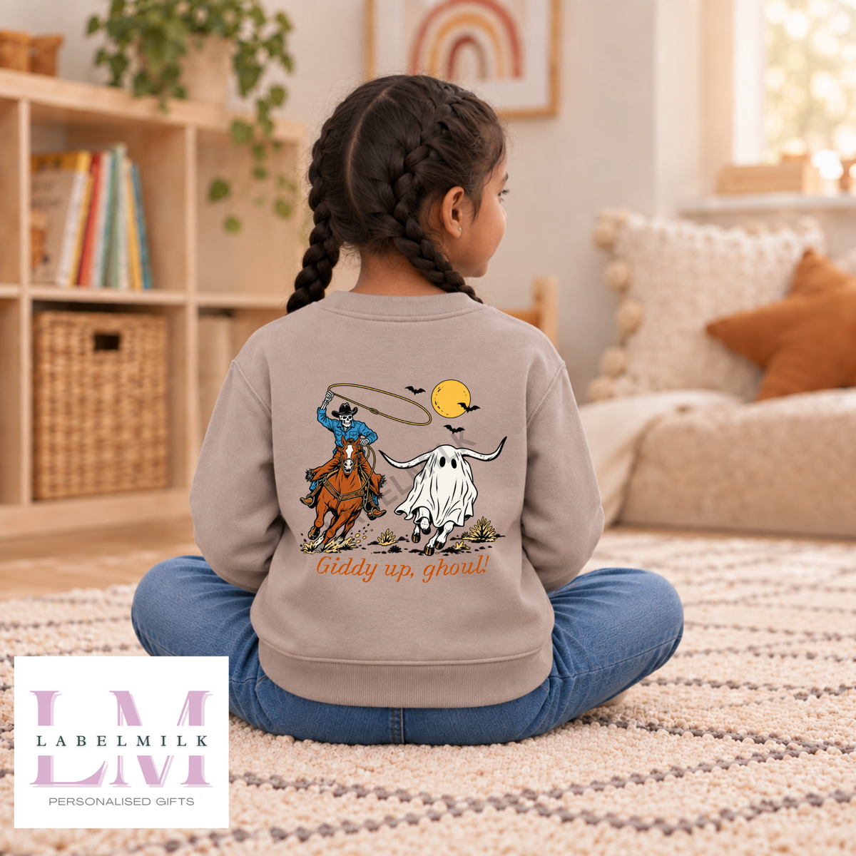 Giddy Up, Ghouls! Sweatshirt - Kids Cowboys & Ghosts Jumper