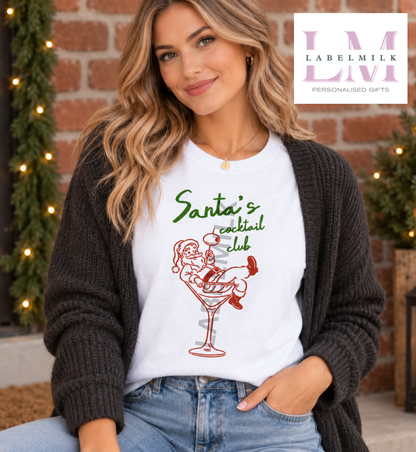 Santa's Cocktail Club - Adults Funny Christmas T-Shirt