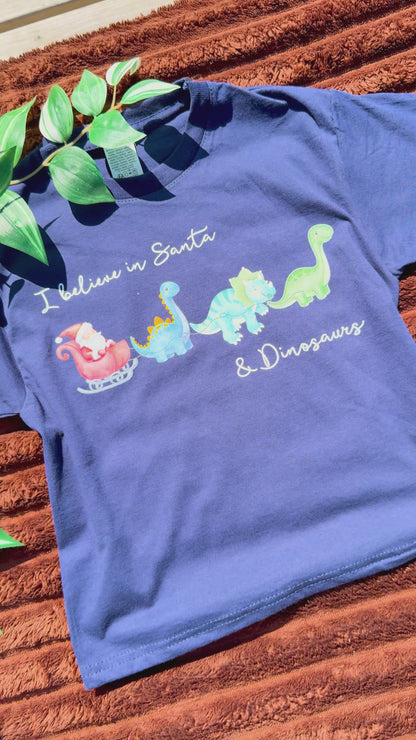 Christmas Dinosaurs - Children’s I Believe T-Shirt